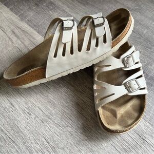 Birkenstock Granada Sandals Women's Size 10 White Leather Slip On